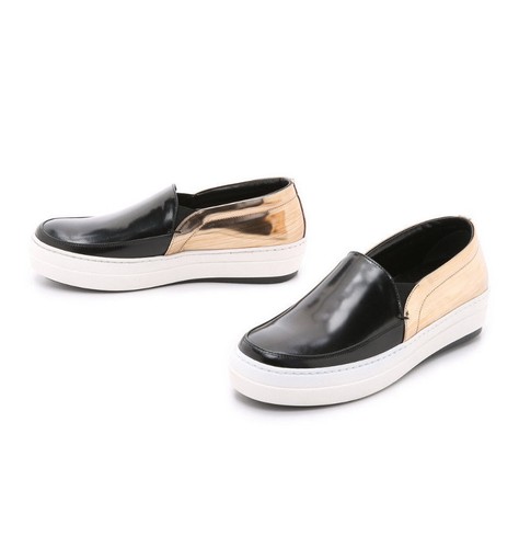 NUOVE sneakers McQ Alexander McQueen AMQ in pelle nera e metallizzata 39 8 5 9 $595