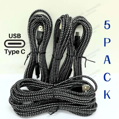 LOTE DE 1-5 piezas cable USB a tipo C de 10 pies cargador rápido carga sincronización de datos cable trenzado Foto 1 de 4