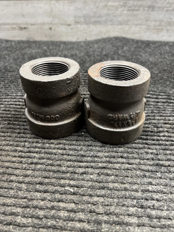 LOT OF 2 JP Ward Malleable Iron Pipe Reducing Coupling  1 1/2" x 1 1/4" - Image 1 of 4