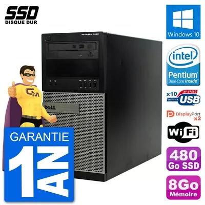 PC tour DELL 7020 Intel Pentium G3220 RAM 8Go SSD 480Go Windows 10 Wifi - Imagen 1 de 3