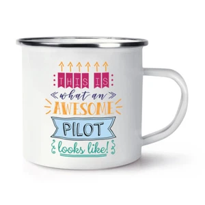 This Is What an Awesome Pilot Sieht aus Wie Retro Emaille Tasse - Lustig Best - Bild 1 von 1