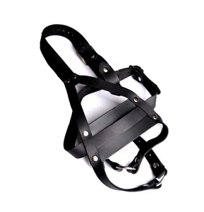 HANDCRAFTED Deluxe Black leather panel muzzle gag top quality Ga05Blk - Bild 1 von 4