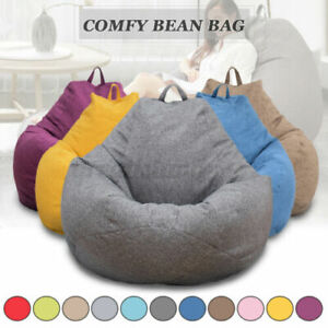 Large Grey Bean Bag Chairs Seat Couch Sofa Cover Indoor Lazy For Adults Kids