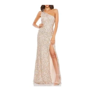 Mac Duggal Women's Size 10 Evening Gown Dress Nude Sequin One Shoulder 10729 NWT - Picture 1 of 10