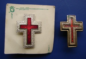 2 Diff Vintage Masonic Knights Templar Sir Knight SLVR Metal Passion Cross Pin - Picture 1 of 16