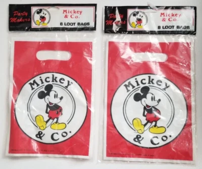 Lote de 2-16 bolsas de botín vintage de fiesta de cumpleaños Mickey & Co en total 1987 Foto 1 de 4