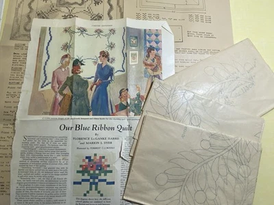 Vintage Quilt Blue Ribbon Pattern Applique 1940s Mail Order Country Gentlemen - Image 1 of 4