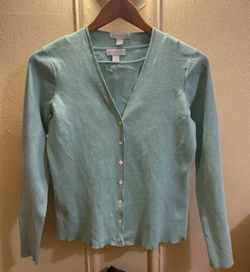 Charter Club Teal Sweater Set Petite Petite Silk Blend Tank & Cardigan - Picture 1 of 17