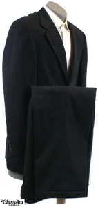 Vincenzo Le Collezioni 2 Piece Suit Mens Navy Blue Striped Wool 40L Pleated 34 W - Picture 1 of 11