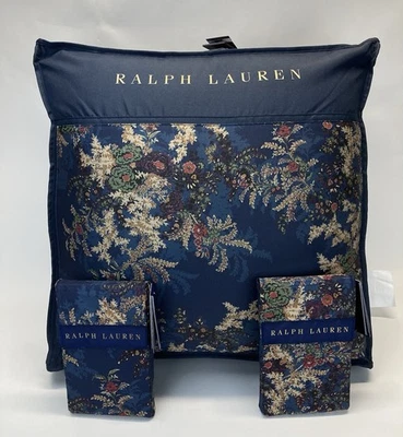 Ralph Lauren Ludlow Collection Payge Floral Comforter Shams 3 Pc Set Navy KING - Image 1 of 4