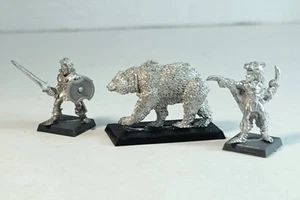 Warhammer Wood Elf Beastmaster Bear & Fighter (×3) Metal Citadel Miniatures 1985 - Bild 1 von 21
