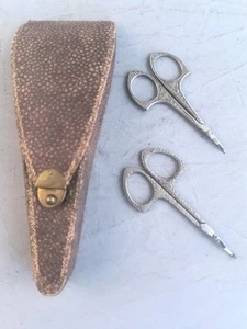 Vintage Zwilling J.A. Henckels Germany Ornate Embroidery Scissors Lot Of 2 Case - Picture 1 of 17