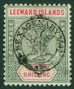 SG 15 Leeward Islands 1897. 1/- green. Very lightly mounted mint CAT £150 - Picture 1 of 2