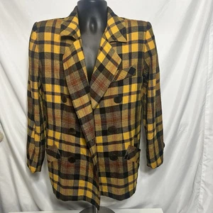 Yves Saint Laurent variante YSL* tartan giallo vintage - blazer taglia FR 36 Usa 4 - Foto 1 di 16