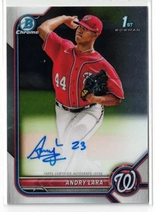 2022 1st Bowman Chrome RC AUTO Andry Lara #CPA-AL! Nationals! Rookie! Autograph! - Picture 1 of 2