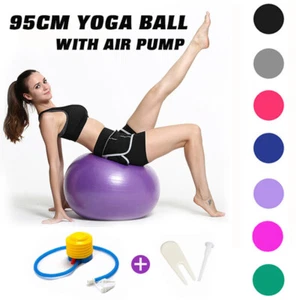 Yoga Ball With Air Pump Plug Anti Burst Exercise Balance Workout Stability 95CM - Picture 1 of 13
