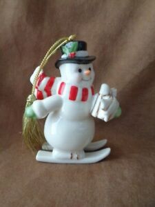 Lenox Snowman on Skis with Christmas GIFT Porcelain Ornament