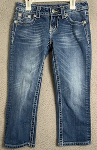 Miss Me Jeans Girls Blue Denim Straight Leg Pants Cotton Studded JP5455P Size 26 - Picture 1 of 14
