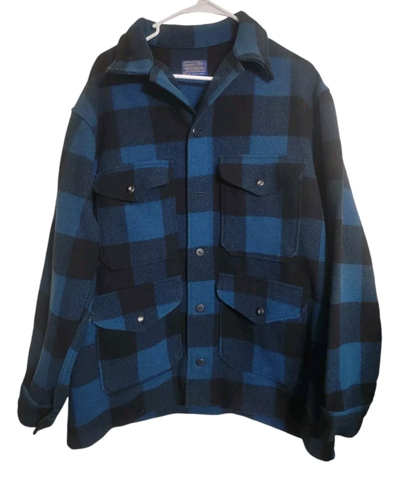  Pendleton Jacket Men L Blue Mackinaw Plaid Preppy Western Cruiser Gorpcore USA - Image 1 of 4
