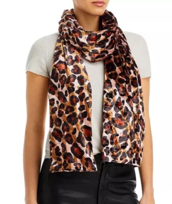 ECHO NEW YORK Leopardo Animal Print Terciopelo Tubular Mujer Bufanda Envoltura - MARRÓN~ Foto 1 de 4