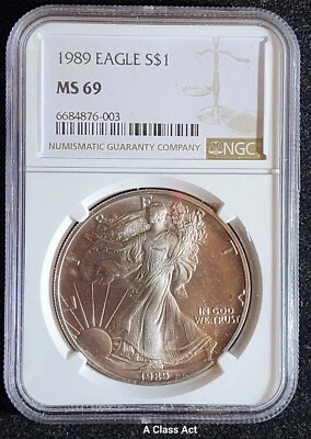 1989 American Silver Eagle NGC MS 69 - Our T5335 - Image 1 of 4