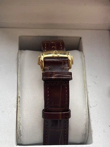 Beautiful 18mm FOR OMEGA Brown Croc Leather Strap Gold Colour Deployment Buckle - Picture 1 of 6