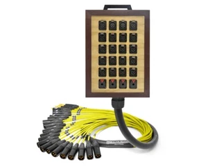 24-Ch Wooden Wall Box | Mogami 2936 & Neutrik Gold | Premium | Yellow | 5 Feet - Picture 1 of 1