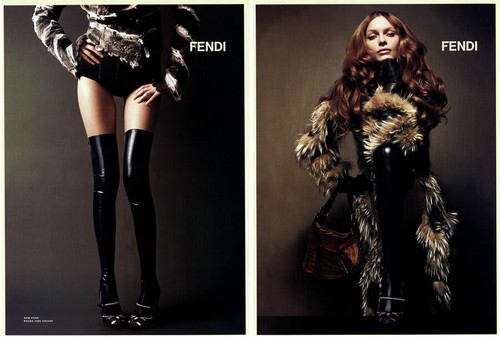 2002 Fendi Pelliccia Giacca Cappotto Furs lince 4 pagine RIVISTA ANNUNCIO