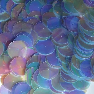 20mm Sequins Center Hole Light Blue Crystal Iris Rainbow Iridescent. Made in USA - Picture 1 of 2