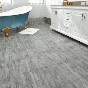 Grey Peel and Stick Floor Tiles - 20 PCS Durable Thick Wood Vinyl Flooring Water - Picture 1 of 9