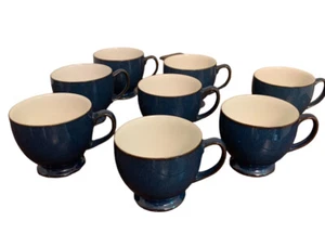 8 Piece Denby England Blue MCM Stoneware Coffee Mug Tea Cup Microwave Safe 8oz - Picture 1 of 14