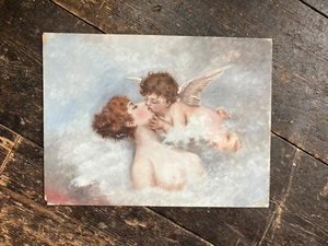 Oil on Opaline Glass Classical Grand Tour Venus Kissing Cupid After Hans Zatzka - Picture 1 of 11