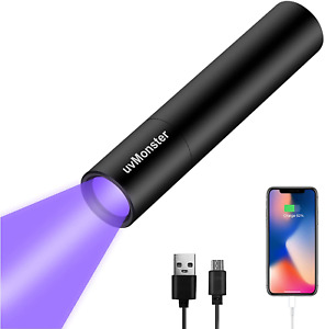 UV Black Light Flashlight USB Rechargeable Portable 365 nm Ultraviolet NEW