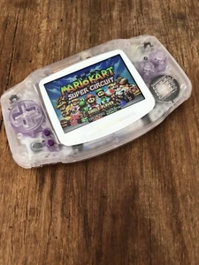 Nintendo Gameboy Advance GBA Clear Purple Handheld Gaming Console BACKLIT IPS 2 - Picture 1 of 4