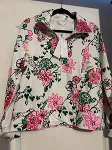 Neu LILLY PULITZER Eleni Popover Coconut Safari Jacke UPF 50 Floral Medium - Bild 1 von 4