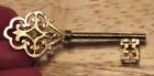 Vintage CORO Brooch Skeleton Key Fleur-de-lis Detail Gold tone 2.5"