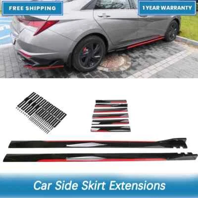 78.7'' For Hyundai Elantra Glossy Black w/ Red Line Side Skirt Rocker Panel Lips Foto 1 de 4