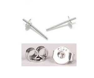 2/5 Pairs Genuine 925 Sterling Silver Cup Earring Post + Push Back EARRING - Picture 1 of 5