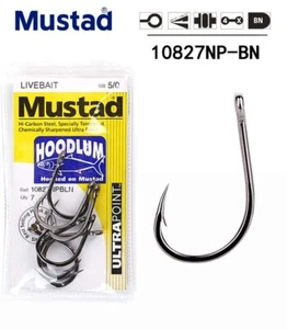 Mustad 10827NPBLN Hoodlum Hooked 4X Strong Live Bait Single Jig Fishing Hooks - Picture 1 of 18