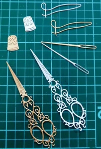 EMBROIDERY NOTIONS DIE SET 439346 x Tattered Lace Stephanie Weightman - SCISSORS - Picture 1 of 5