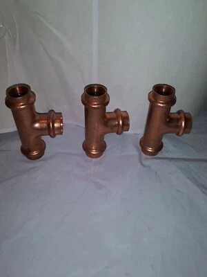 NIBCO PRESS ENDS  COPPER COUPLINGS TEE W/STOP 1/2" 9097200PC EPDM SEALS LOT OF 3 - Image 1 of 4