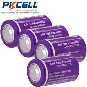 4Pcs ER14250 CR14250 1/2AA Batteries 3.6V Button Top 1200mAh Lithium for Meter - Picture 1 of 7