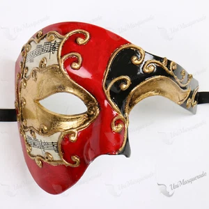 Red Diamond Pattern Phantom of the Opera Venetian Musical Masquerade Ball Mask - Picture 1 of 4