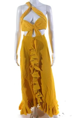 Vestido midi amarillo cady con volantes recortados para mujer Giambattista Valli talla IT 42 Foto 1 de 4
