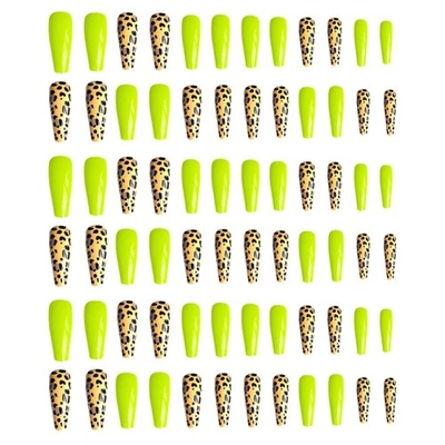  72 Stück Leopard Muster extra lange gefälschte Nägel Falsche Nägel für Frauen - Bild 1 von 4