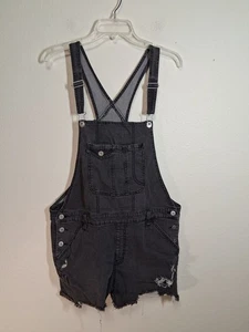 Salopette senza confini pantaloncini jeans denim nero retrò grunge Y2K taglia XXL (19) - Foto 1 di 6