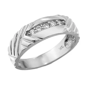 Sterling Silver Men's Diamond Wedding Band - Picture 1 of 1