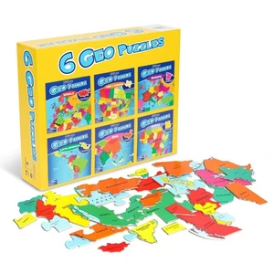 GeoToys GeoPuzzle, Set di 6 puzzle a forma di paese in una scatola, Geograp... - Foto 1 di 6