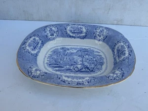 Ridgway Blue Transfer Oriental 10” Oval Vegetable Bowl - Picture 1 of 6