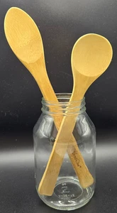 Pampered Chef Spoon 12”Oval and 10" Round Wooden Bamboo Spoon Set Of 2 - Picture 1 of 3